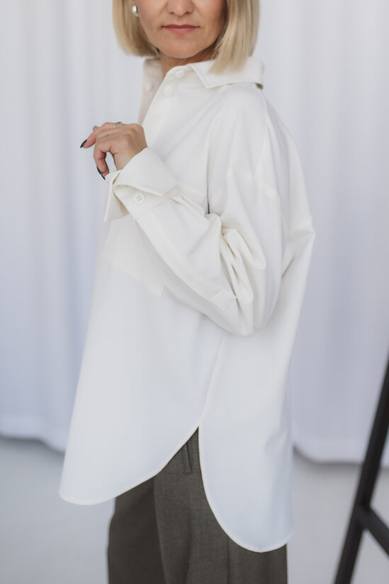 LIMITED - OVERSIZE pogājams krekls, PIENBALTS